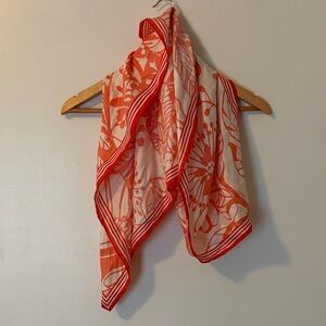 Jcrew Floral Red and Orange Scarf